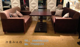 欧式售楼部会所接待咖啡厅休闲卡座洽谈双人沙发实木茶几实木家具