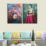 韩国女人装饰画油画人物家居无框画酒店会所板画韩式料理墙壁挂画