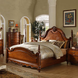 美式乡村家具小美式床全实木床双人床1.8米1.5米布艺真皮软包婚床