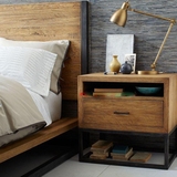 美式复古铁艺木业床头柜抽屉简约卧室家具具床边柜子边几边柜地柜