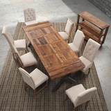 地中海实木做旧餐桌北欧家具loft美式复古会议桌铁艺老松木餐桌