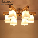 包邮现代中式LED客厅大灯吸顶灯卧室灯创意实木书房木头吸顶灯