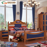 地中海儿童床男孩女孩单人床1.2米全实木儿童床1.5米套房组合家具