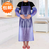 韩版时尚厨房防水防油透明胶袖套围裙工业长款工作服PVC围裙套装