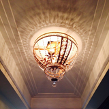 美式水晶吸顶灯卧室客厅餐厅灯铁艺圆形欧式过道走廊玄关创意灯具