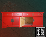 现代中式全实木电视柜新古典彩漆炕柜装饰柜客厅储物柜小户型定制