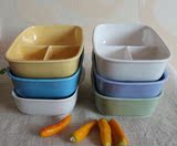 陶瓷三格碗 分格碗 分隔快餐盘 儿童学生饭盒 微波炉适用骨瓷餐具