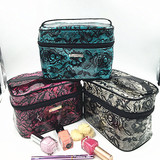 美国新款 沃尔玛 专柜PVC蕾丝大容量防水化妆箱化妆包手拿包