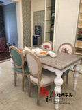 法式美式实木复古做旧实木餐桌别墅奢华长餐桌可以定制