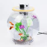 圆形创意生态小鱼缸 亚克力桌面金鱼缸  带氧气过滤触摸灯水族箱