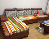 特价纯椰棕布艺转角沙发床垫 现代简约 田园2+2左贵妃透气沙发垫