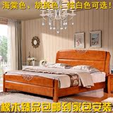 现代中式全实木床 纯实木白色床 橡木床 单双人床 婚床1.8米1.5米