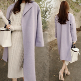 韩国代购2016春装新款羊毛绒呢子大衣薄外套女式斗篷中长款