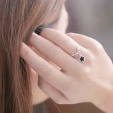 老凤祥周大福周生生韩版s925纯银花朵戒指 甜美时尚开口戒指食指