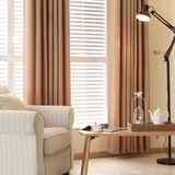 美式简约现代窗帘成品定制宜家纯色遮光卧室客厅亚麻落地窗帘布料