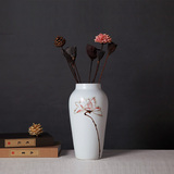 中国风陶瓷手绘莲花大花瓶 现代简约中式家居装饰电视柜客厅摆件