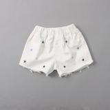 夏季新款女童白色纯棉星星款牛仔短裤儿童宝宝紧身薄款热裤沙滩裤