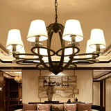 新中式吊灯简欧式大气现代简约水晶客厅创意个性铁艺复古白色吊灯