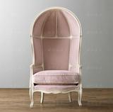 美式实木太空高背椅欧式粉色公主贝壳椅可定制休闲单人沙发椅家具