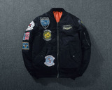 日系复古飞行员夹克美国空军徽章MA1宽松短款棒球服加厚棉服外套