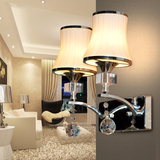 欧式K9水晶简约客厅卧室温馨床头灯创意双头灯饰铁艺阳台过道壁灯