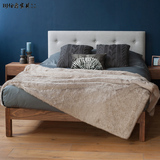 包邮新款北欧宜家简约现代美式实木床橡木黑胡桃1.8 1.5米双人床