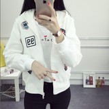2016韩国原宿风学生情侣蝙蝠长袖棒球服女BF学院风字母开衫短外套