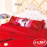 爱络5d印花十字绣双人枕头长枕头套1.5米结婚情侣大红抱枕最新款