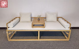 免漆榆木家具禅意罗汉床椅子现代中式家具实木沙发床榻南宫椅子
