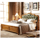 美式床全实木真皮床 美式乡村软靠双人床 1.8m欧式公主床 实木床