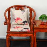 中式荷花古典中国风定做红木沙发坐垫亚麻海绵餐麻将家具椅垫加厚