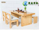 简约现代松木功夫茶几茶艺桌长方形纯全实木中式复古小客厅餐桌矮