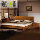 现代简约新中式橡木床北欧宜家 全实木床 1.5M 1.8米高箱储物大床