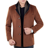 春秋季中年男羊毛呢夹克双层领加厚保暖商务外套爸爸装40-50-60岁
