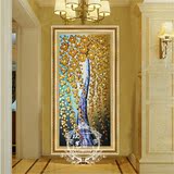 现代欧式 手绘油画玄关走廊过道客厅壁画装饰画 招财黄金发财树