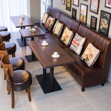 咖啡厅沙发桌椅组合甜品奶茶店西餐厅靠墙卡座沙发实木餐桌椅定制