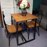 实木复古铁艺咖啡厅阳台休闲餐桌椅组合奶茶店西餐厅沙发桌椅套件