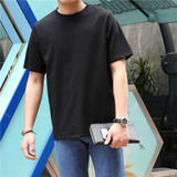 大赖自制 夏季港风纯棉圆领短袖T恤男士体桖韩版学生纯色上衣T恤