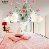 现代韩式铁艺LED田园花草吊灯客厅餐厅卧室温馨浪漫玫瑰花朵灯具