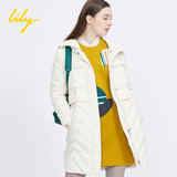 lily 2015冬正品代购 115420D1815 简约宽松大口袋中长款羽绒服