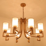 新中式吊灯古铜色大气玻璃客厅吊灯led布艺卧室餐厅吊灯具工程灯