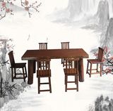 美式乡村中式榆木餐桌椅住宅家具餐桌椅 组合实木长方形 饭桌6人