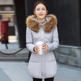 反季2016秋冬新款韩版棉衣女中长款修身时尚大毛领轻薄加厚外套潮