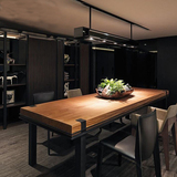 现代简约大型长条桌会议桌美式实木桌办公家具工业风桌长桌办公桌
