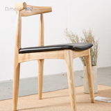 实木大师设计实木牛角椅子北欧实木餐椅 宜家简约椅子北欧家居 椅