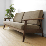 实木布艺沙发组合简约小户型样板房日式双人沙北欧风格家具田园
