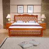 实木床1.8米白色中式橡木床1.5米双人床原木高箱储物婚床卧室家具