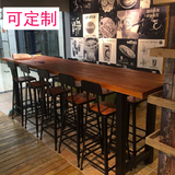 定制loft铁艺实木长桌吧台桌 星巴克咖啡厅酒吧餐桌椅组合高脚桌