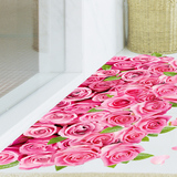 3D立体墙贴纸地面装饰防水防滑地贴地板贴画卫生间浴室粉色玫瑰花