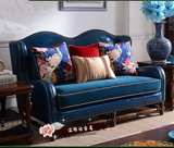 欧式沙发组合皮艺美式乡村真皮沙发地中海客厅三人皮实木软包结合